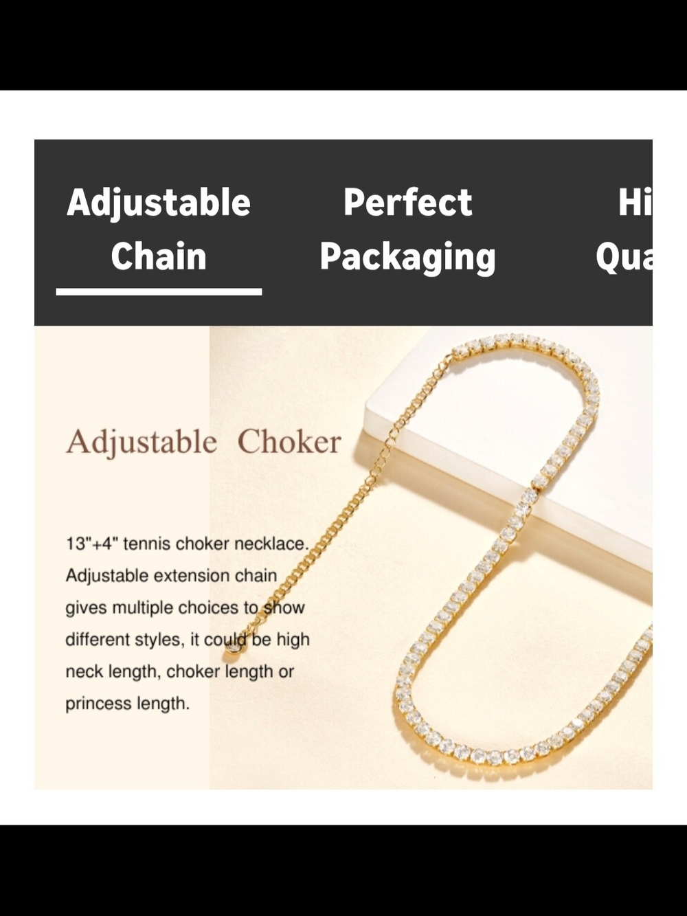Gold Baguette Necklace - Picture 6 of 15
